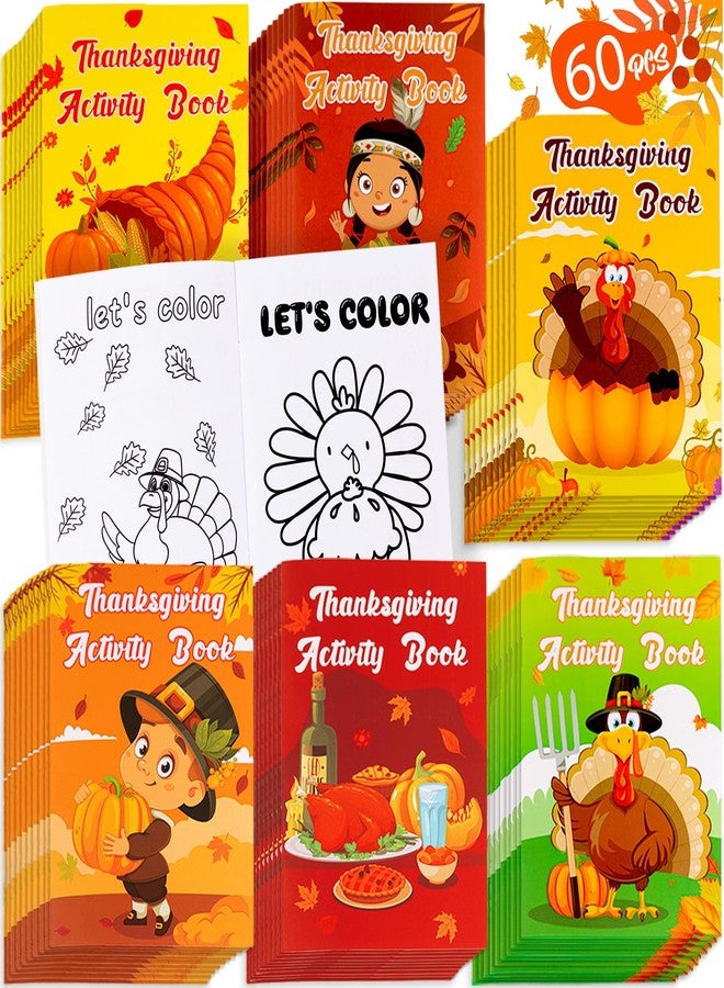 Winrain 60PCS Thanksgiving Activity Books Party Favors for Kids - Fall Games Coloring Maze Book in Bulk, Classroom Activities Crafts Gifts - Image 1